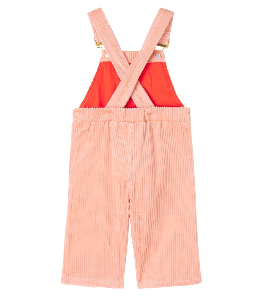 Mini Rodini Baby Embroidered Cotton Corduroy Overalls In Pink