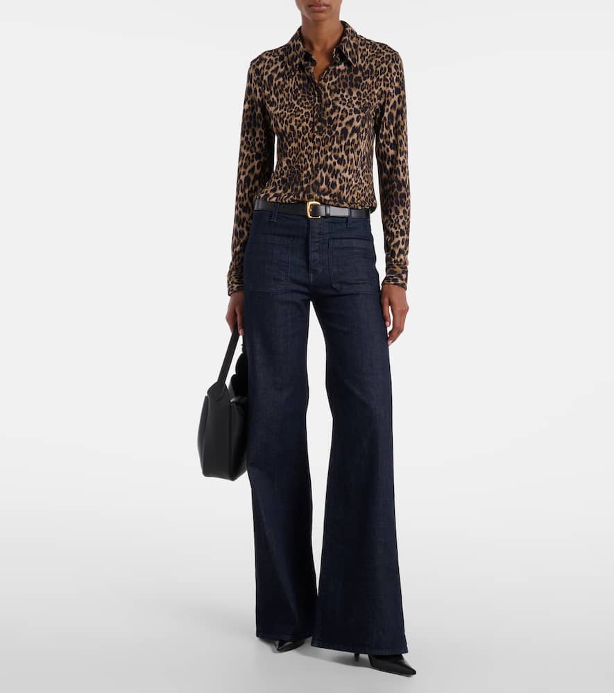 Nili Lotan Celestine Leopard-print Shirt In Brown