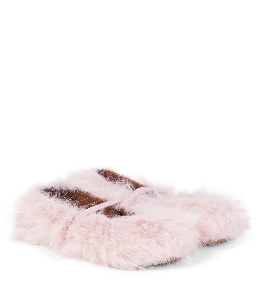 Pèpè Faux Fur-trimmed Ballet Flats In Pink