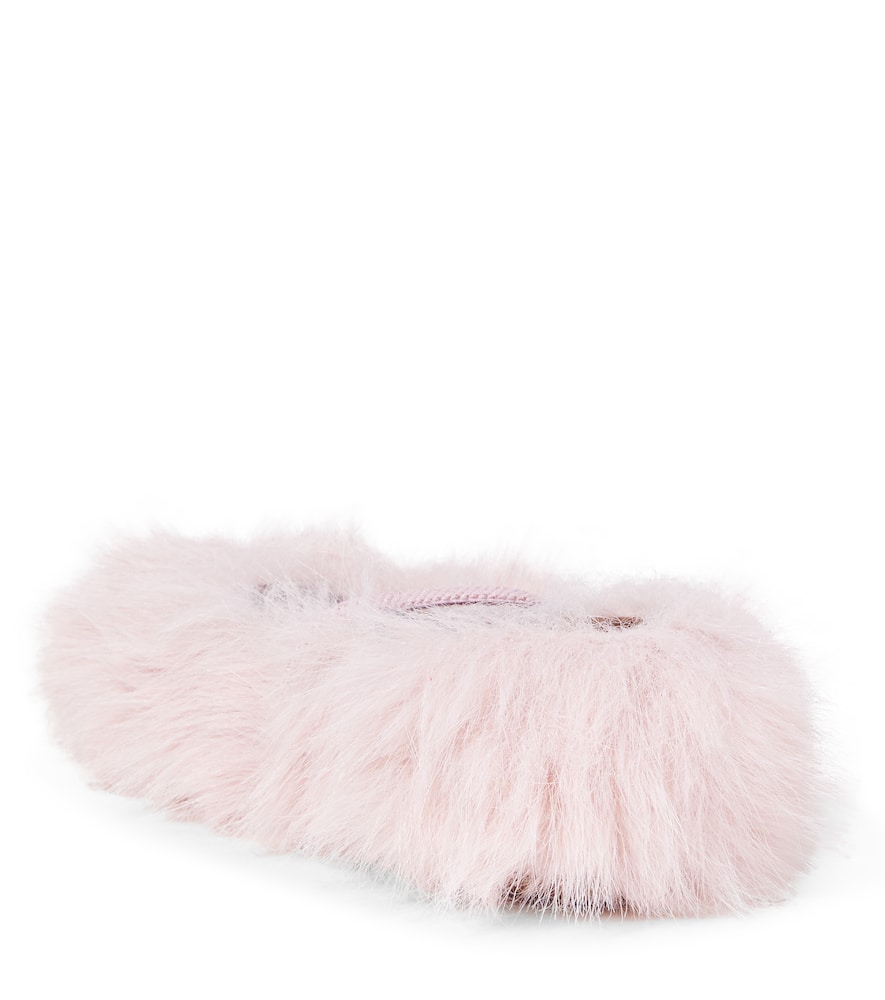 Pèpè Faux Fur-trimmed Ballet Flats In Pink