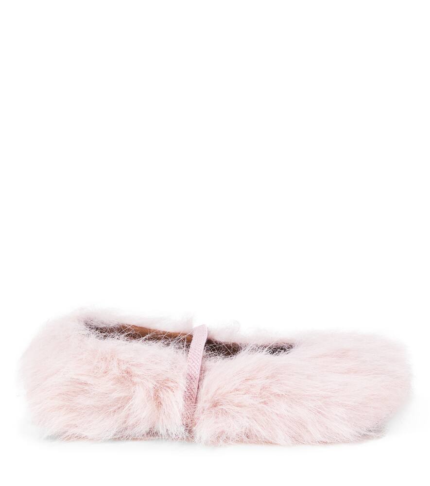 Pèpè Faux Fur-trimmed Ballet Flats In Pink