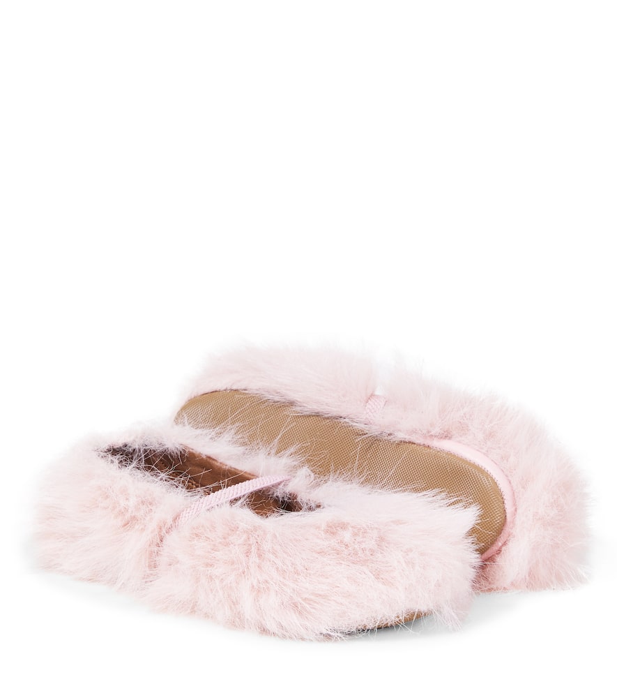 Pèpè Faux Fur-trimmed Ballet Flats In Pink