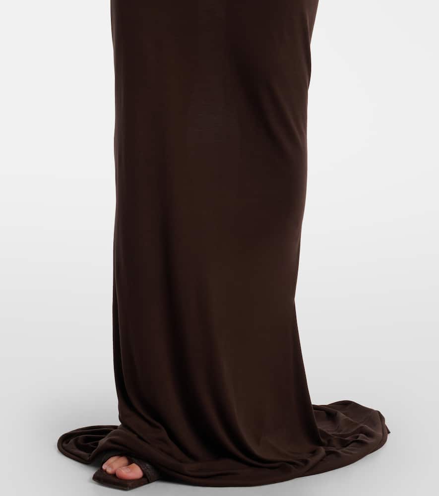 Rick Owens Lilith Draped Jersey Gown In Brown