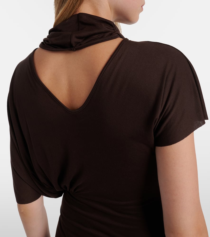Rick Owens Lilith Draped Jersey Gown In Brown
