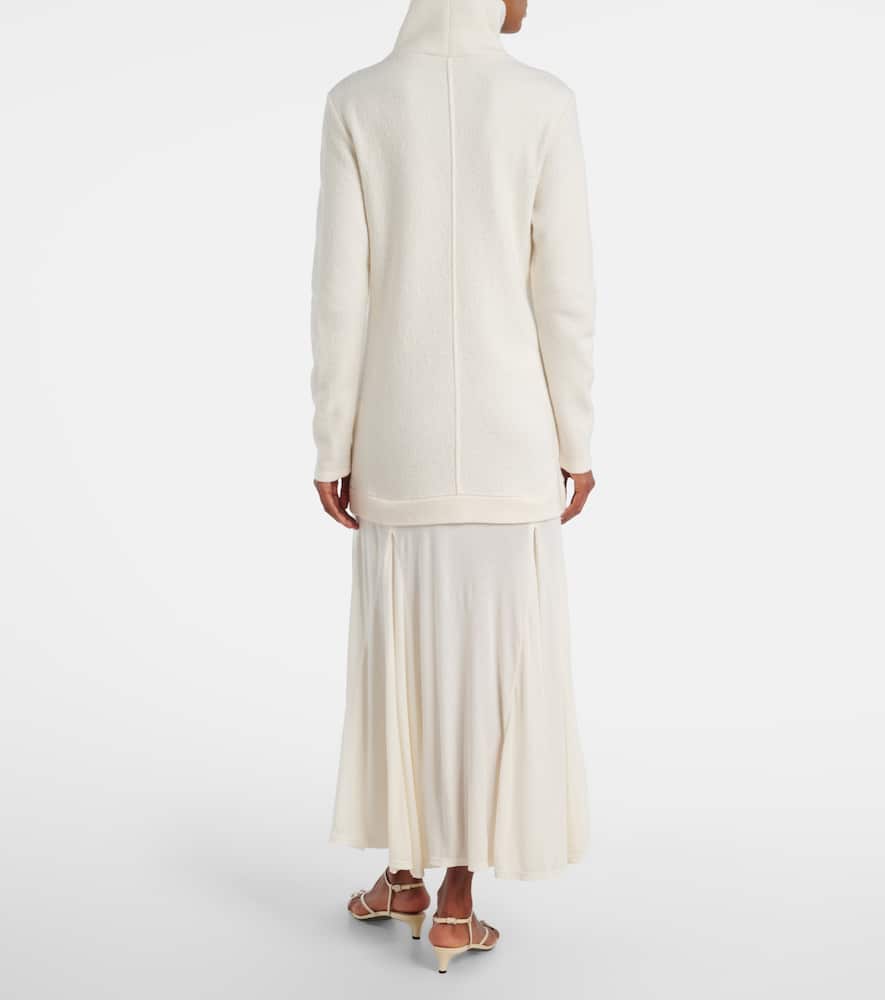 Xu Zhi Paneled Wool-blend Maxi Dress In White