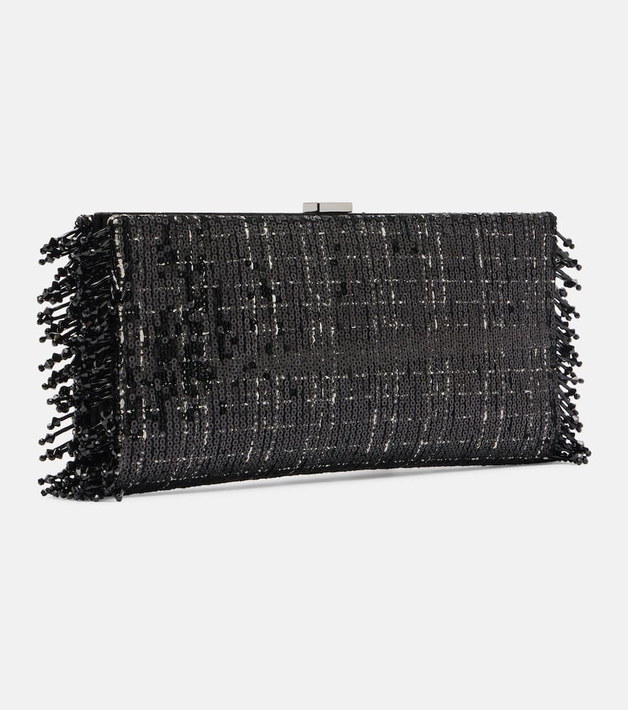 Roger Vivier Pilgrim Mini Sequined Clutch In Black