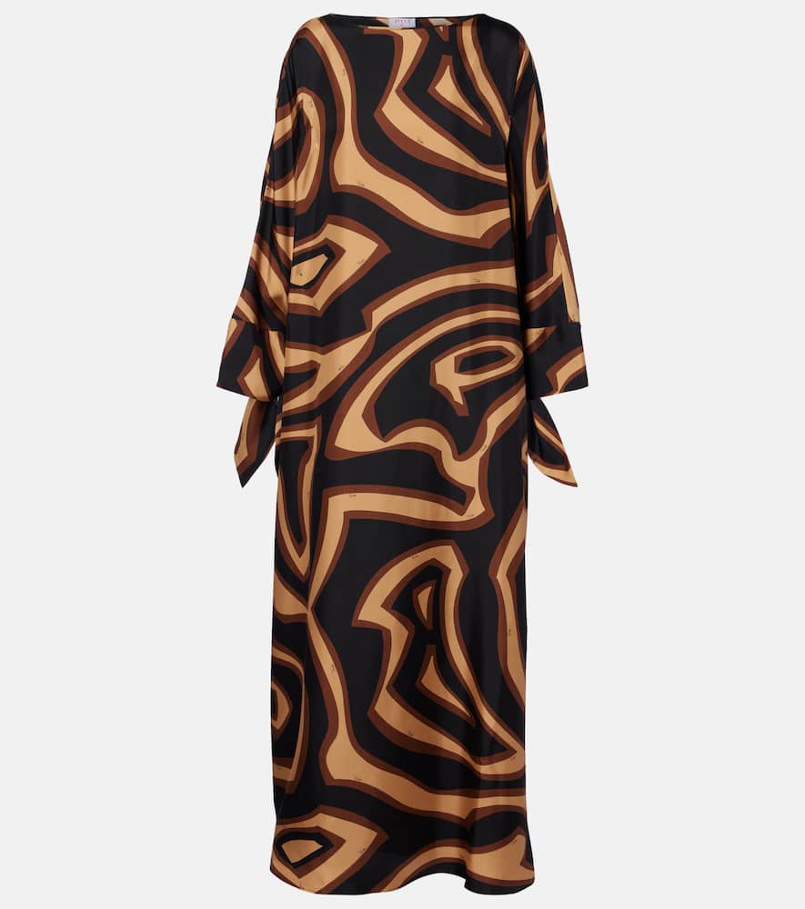 Pucci Labirinto Silk Satin Kaftan In Brown