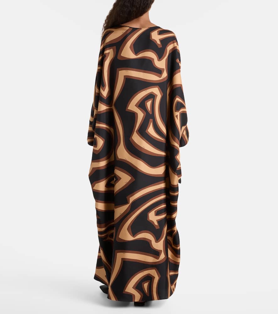 Pucci Labirinto Silk Satin Kaftan In Brown