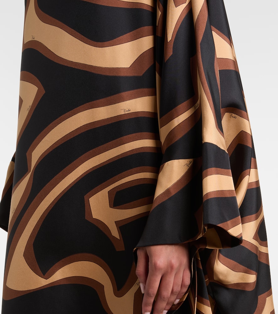 Pucci Labirinto Silk Satin Kaftan In Brown