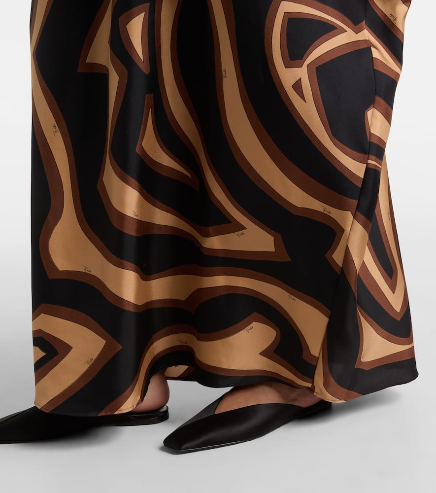 Pucci Labirinto Silk Satin Kaftan In Brown