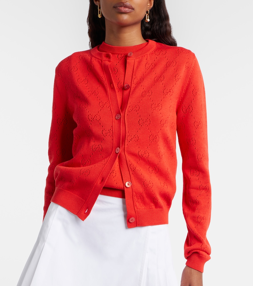 GG Pointelle Silk And Cotton Cardigan