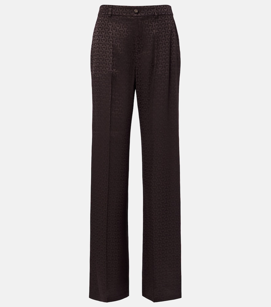 Gucci Donna Pantaloni In Jacquard Di Seta A Gamba Larga Marrone It Taglia 44- Mytheresa