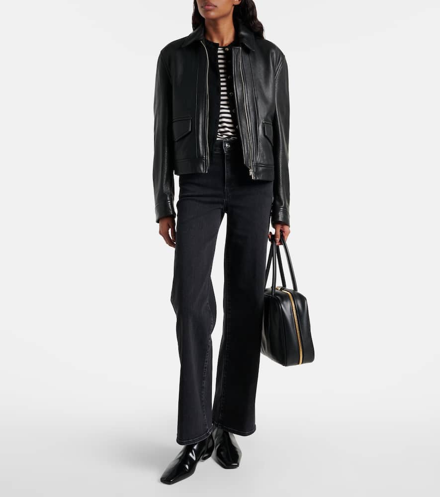Frame Le Slim Palazzo High-rise Wide-leg Jeans In Black