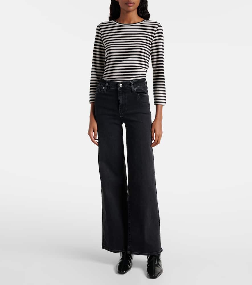 Frame Le Slim Palazzo High-rise Wide-leg Jeans In Black