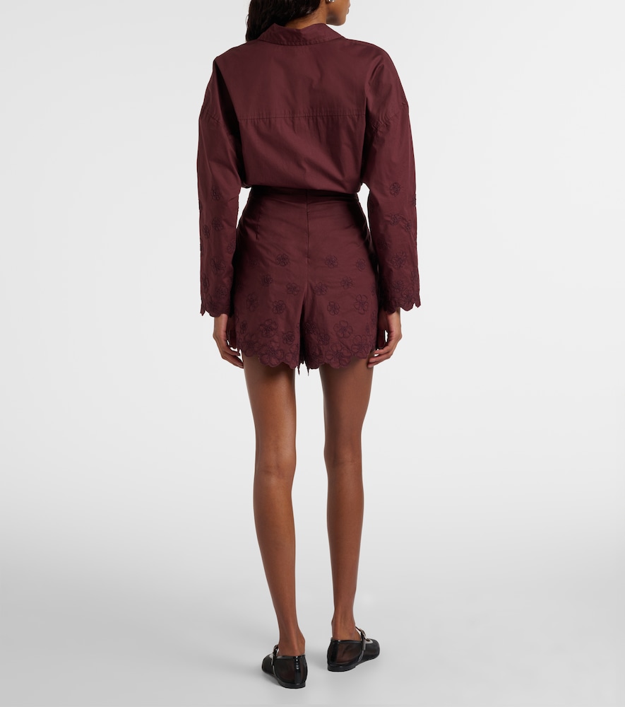  Juliet Dunn Juliet Dunn Bestickte Shorts Aus Baumwollpopeline 
