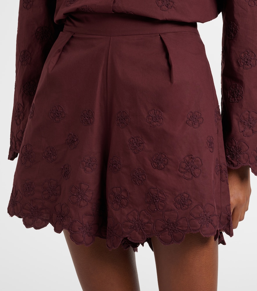  Juliet Dunn Juliet Dunn Bestickte Shorts Aus Baumwollpopeline 