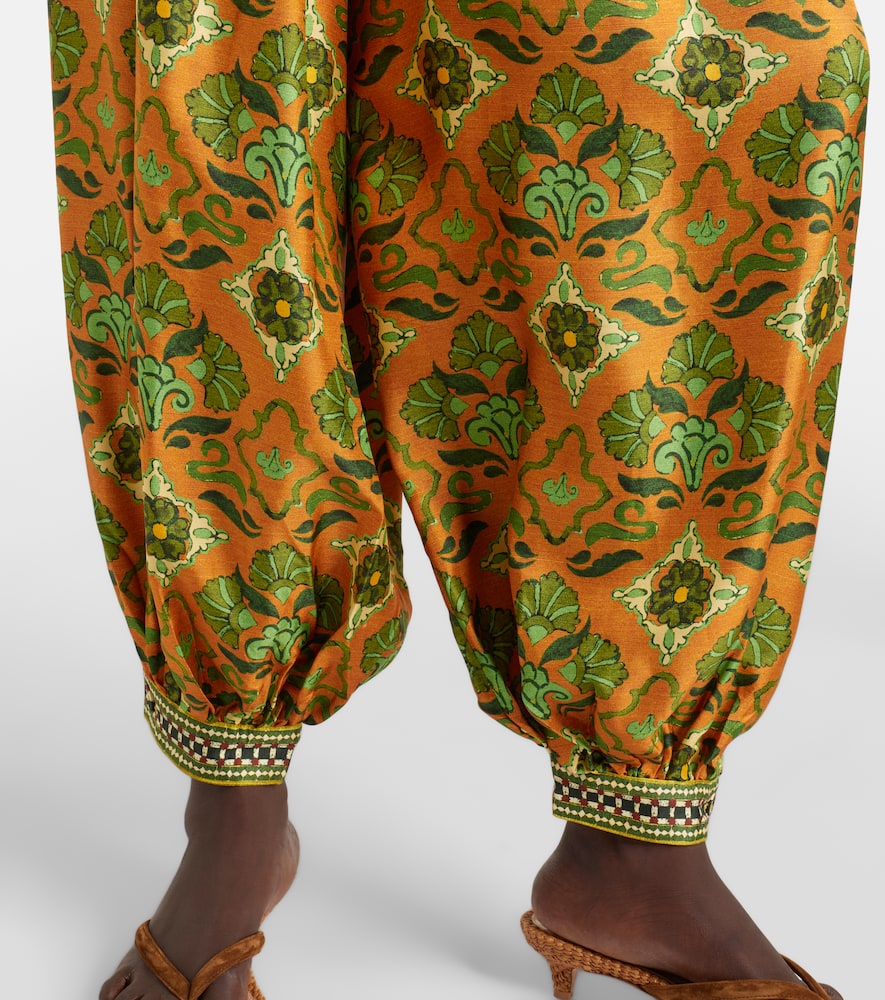 Alemais Cece Floral Silk Tapered Pants In Multi