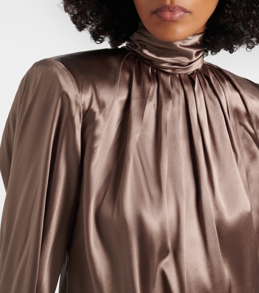  Mugler Mugler Draped Silk-blend Satin Top 