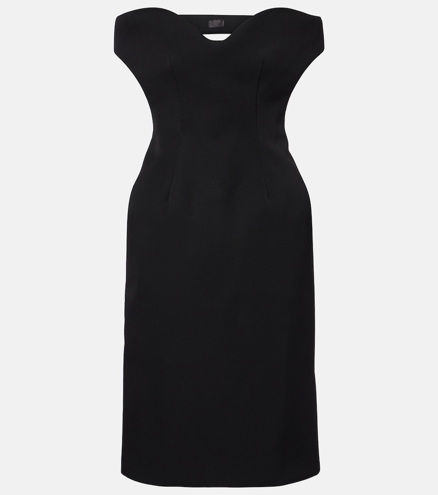 Mugler Open-back wool-blend cocktail dress