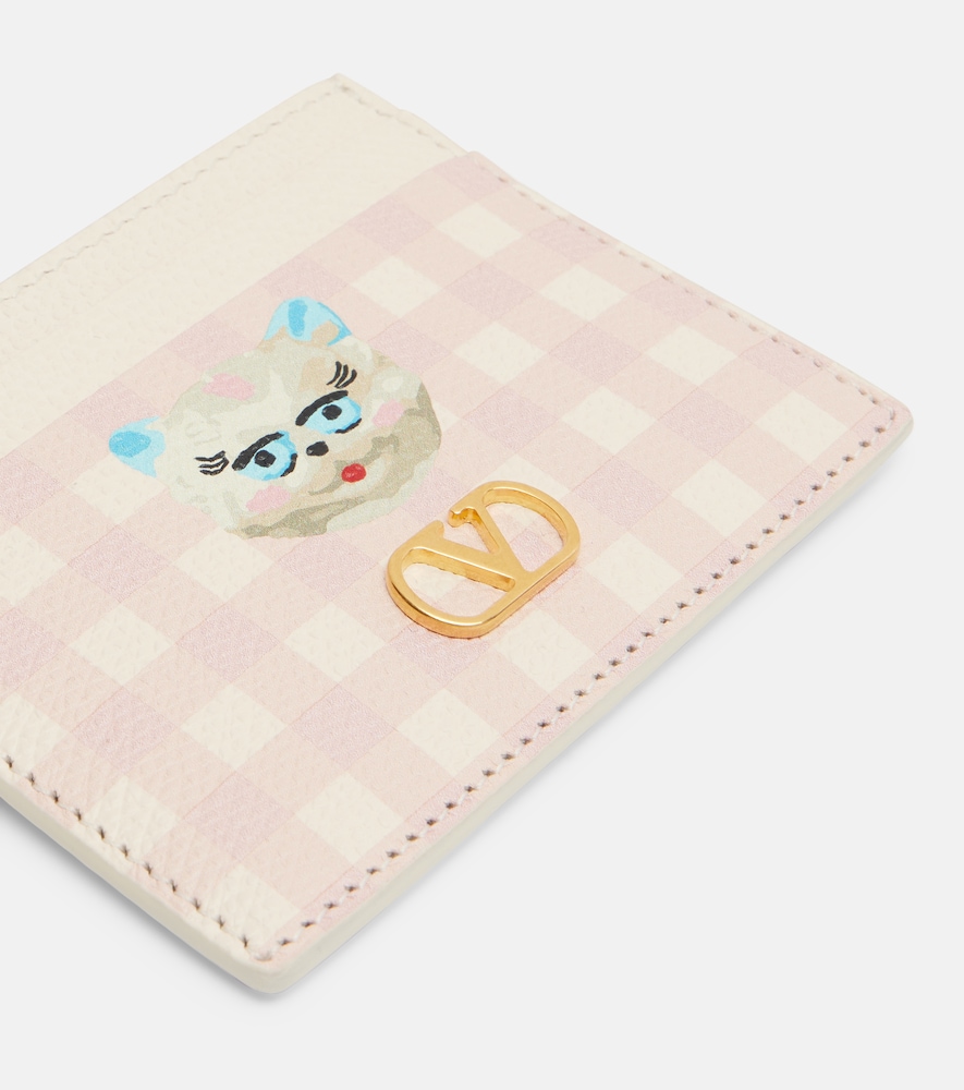 Valentino Garavani VLogo checked leather card holder