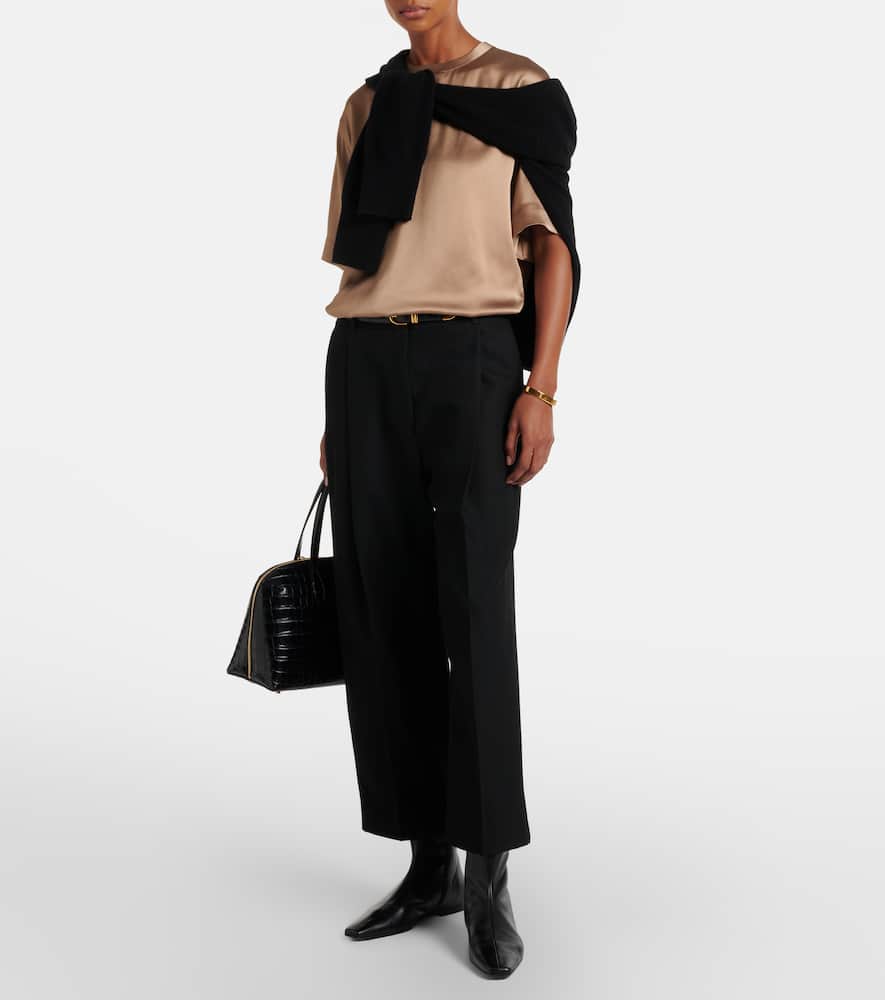 Totême Satin T-shirt In Brown