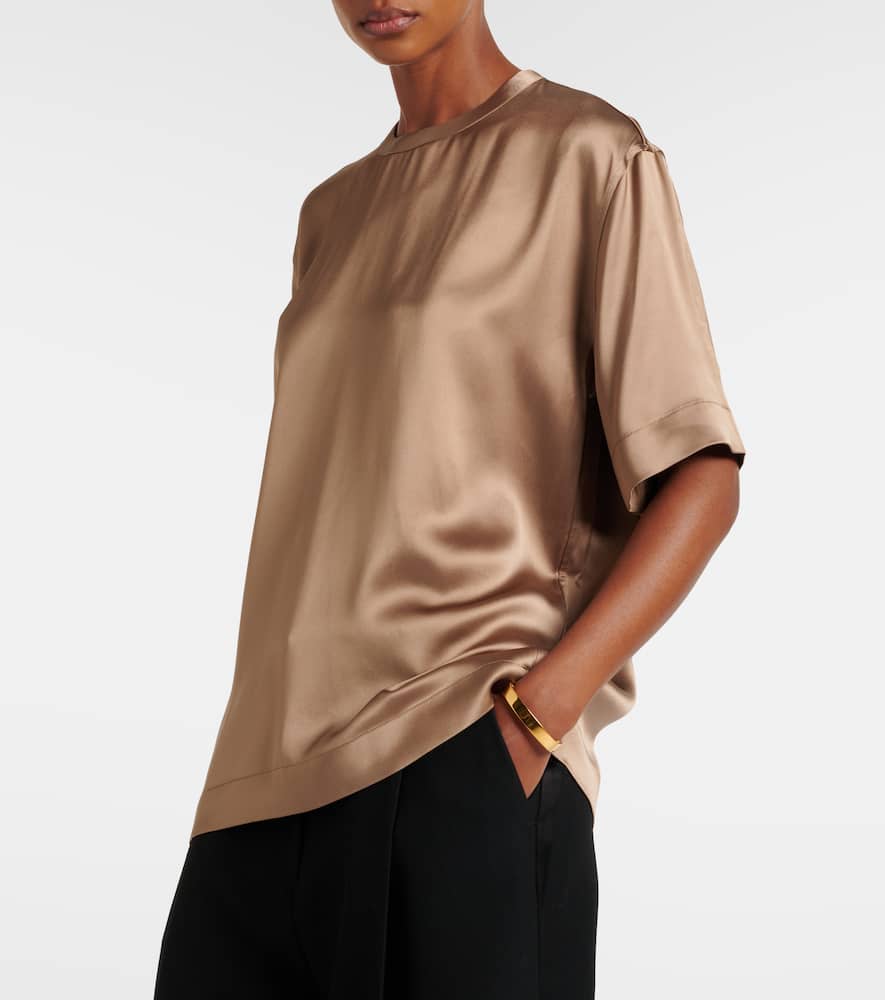 Totême Satin T-shirt In Brown