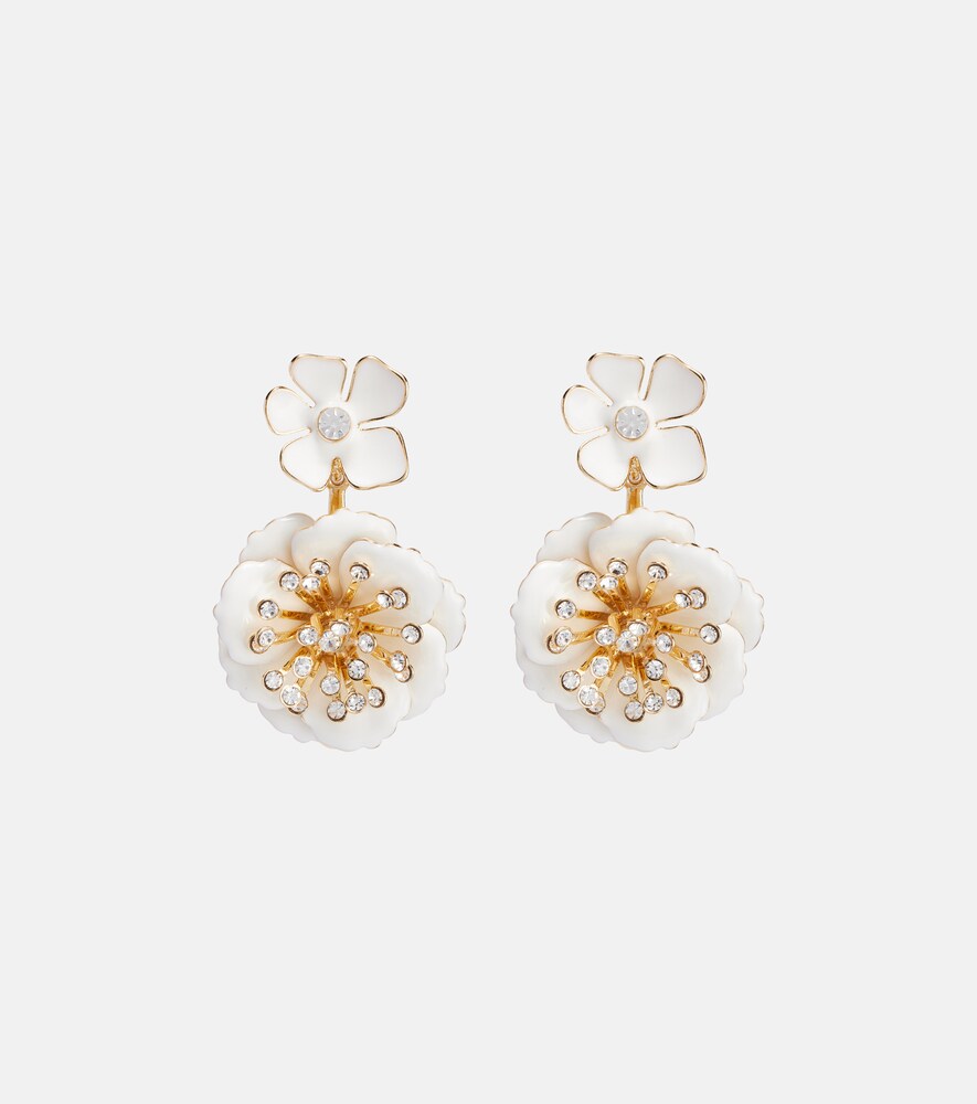 Carolina Herrera Crystal-embellished floral drop earrings