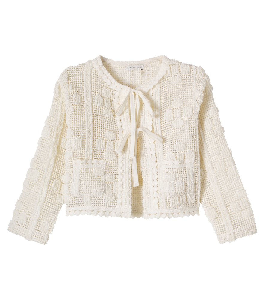 Bebe Organic White Inez Crochet Cotton-Blend Cardigan Y Size 4 - Mytheresa