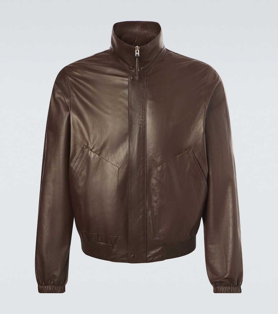 Tom Ford Leather Blouson Jacket In Green