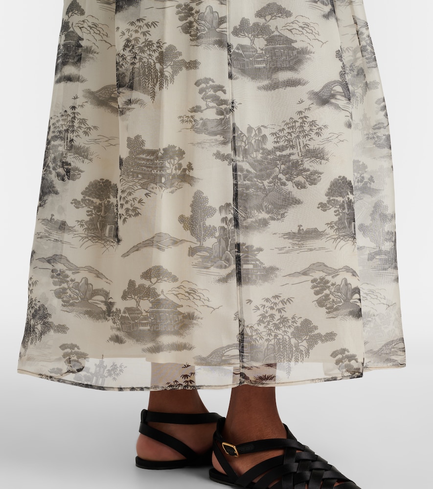 Max Mara Max Mara Maxirock Elegante Sabbia Aus Seidenorganza 