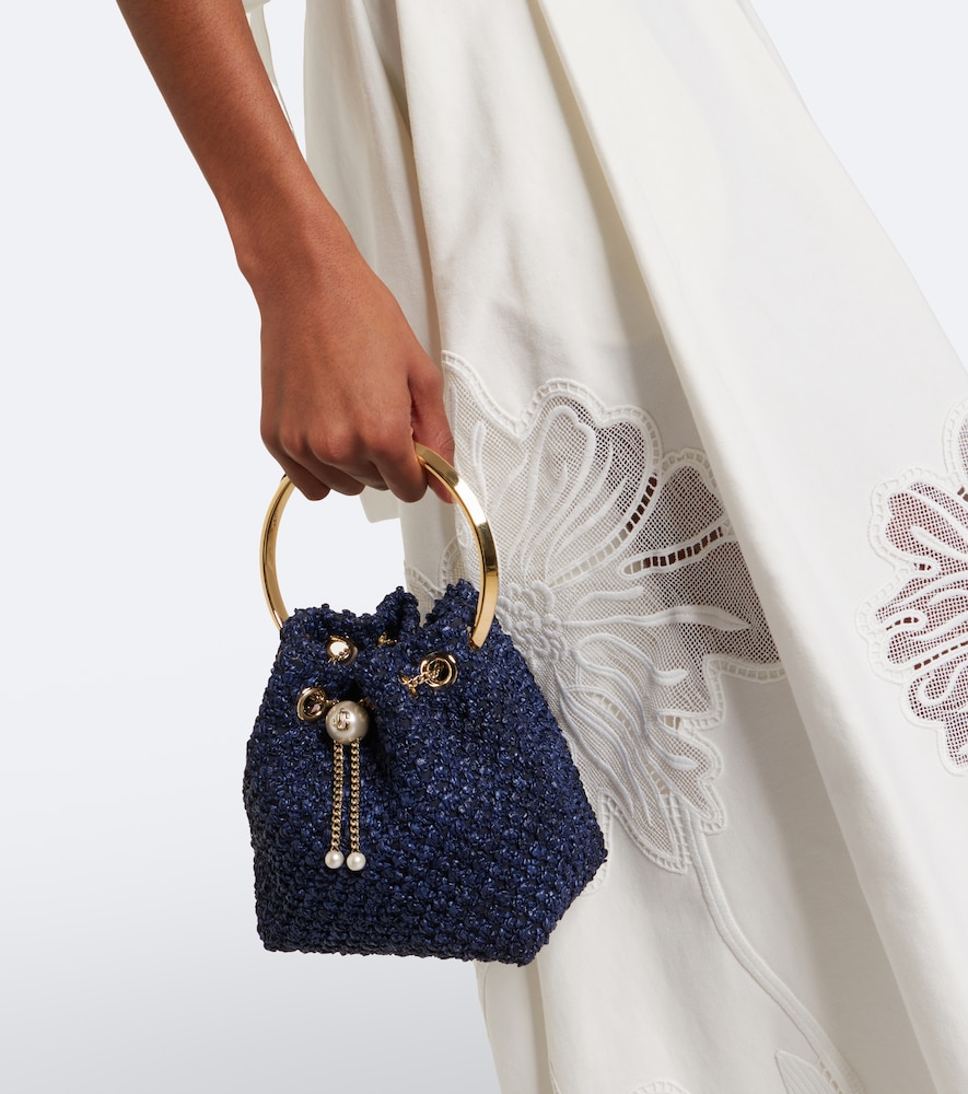 Jimmy Choo Bon Bon Small raffia-effect bucket bag