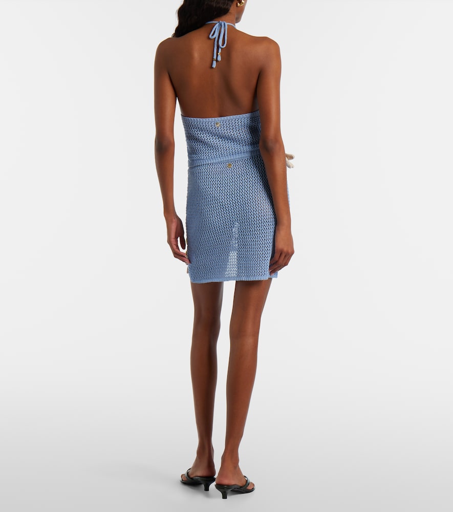 Cori Open-Knit Lamé Miniskirt