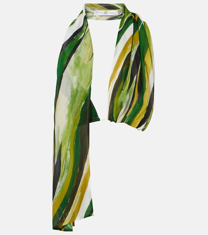 Christopher Esber Printed silk scarf bra top
