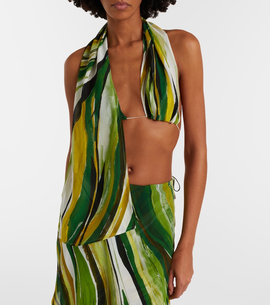  Christopher Esber Christopher Esber Printed Silk Scarf Bra Top 