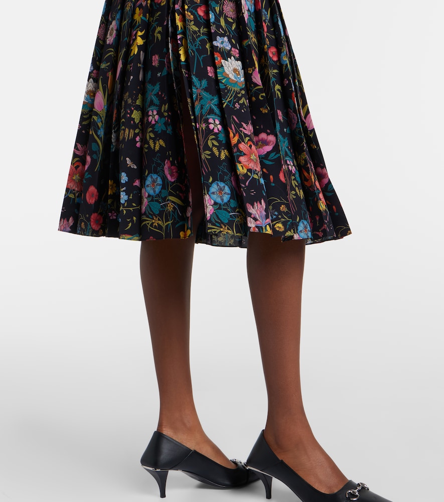  Gucci Gucci Pleated Floral Silk Midi Skirt 