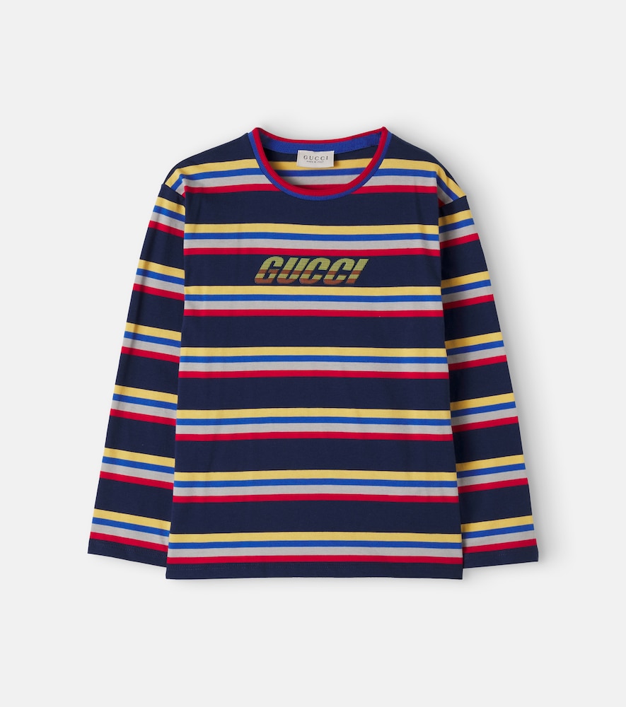 T-shirt in cotone a righe con logo