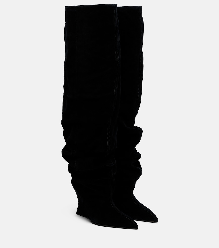 Overknee-Stiefel aus Veloursleder