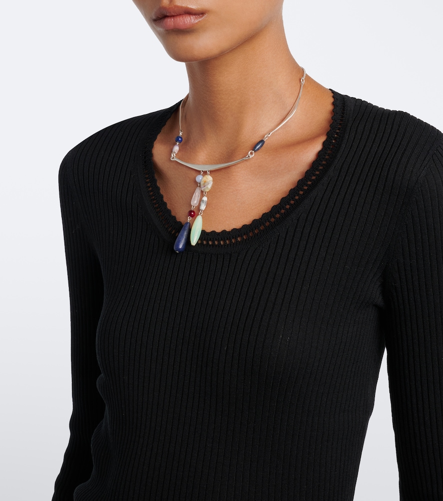 Selenie Ribbed-Knit Silk And Cotton Sweater