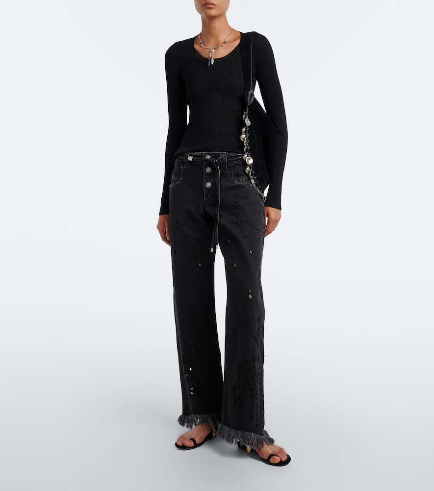 Selenie Ribbed-Knit Silk And Cotton Sweater