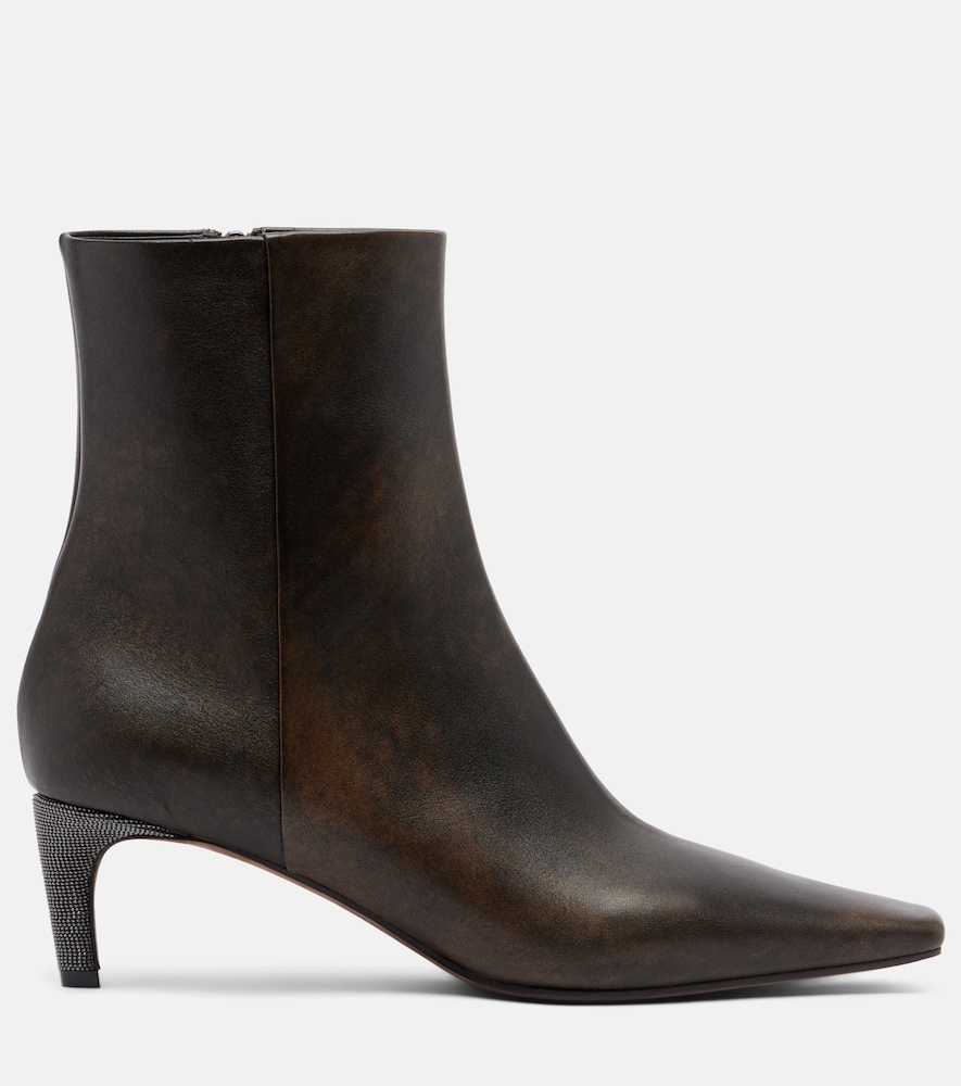  Brunello Cucinelli Brunello Cucinelli Botines De Piel Con Cuentas Monili 