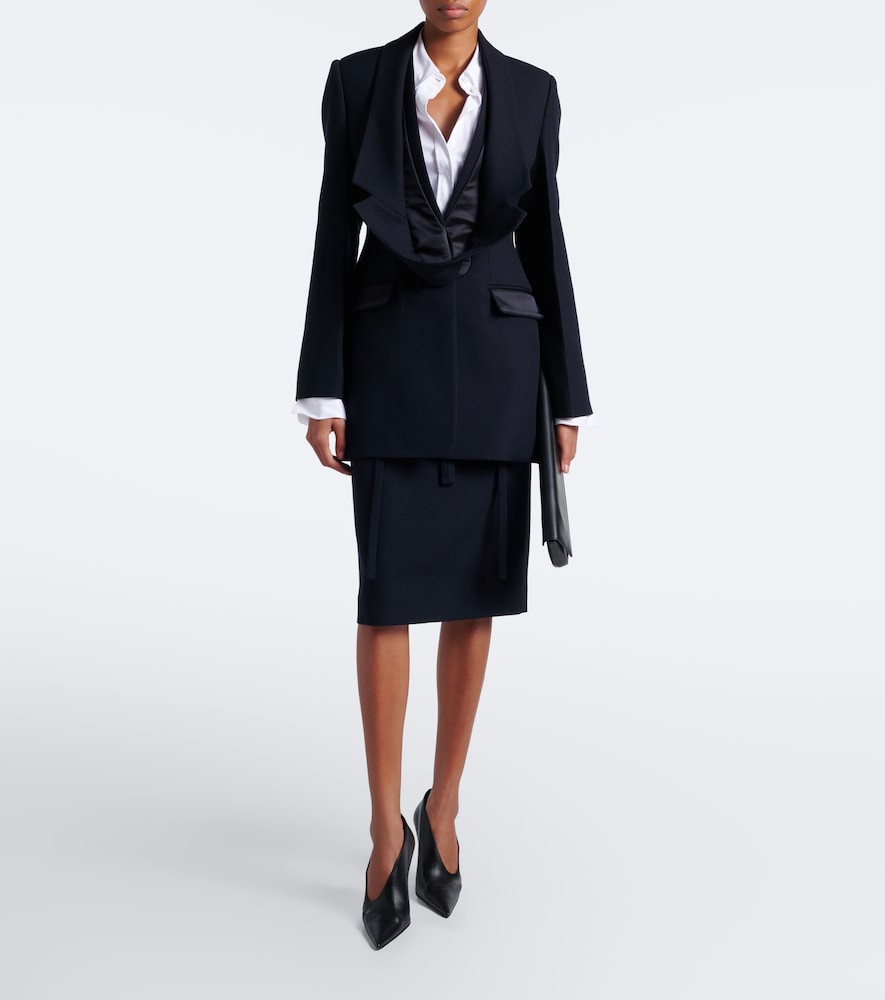 Layered Virgin Wool Pencil Skirt