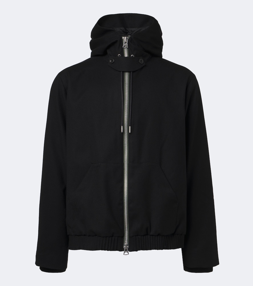 Sacai Hooded Wool Jacket In Black