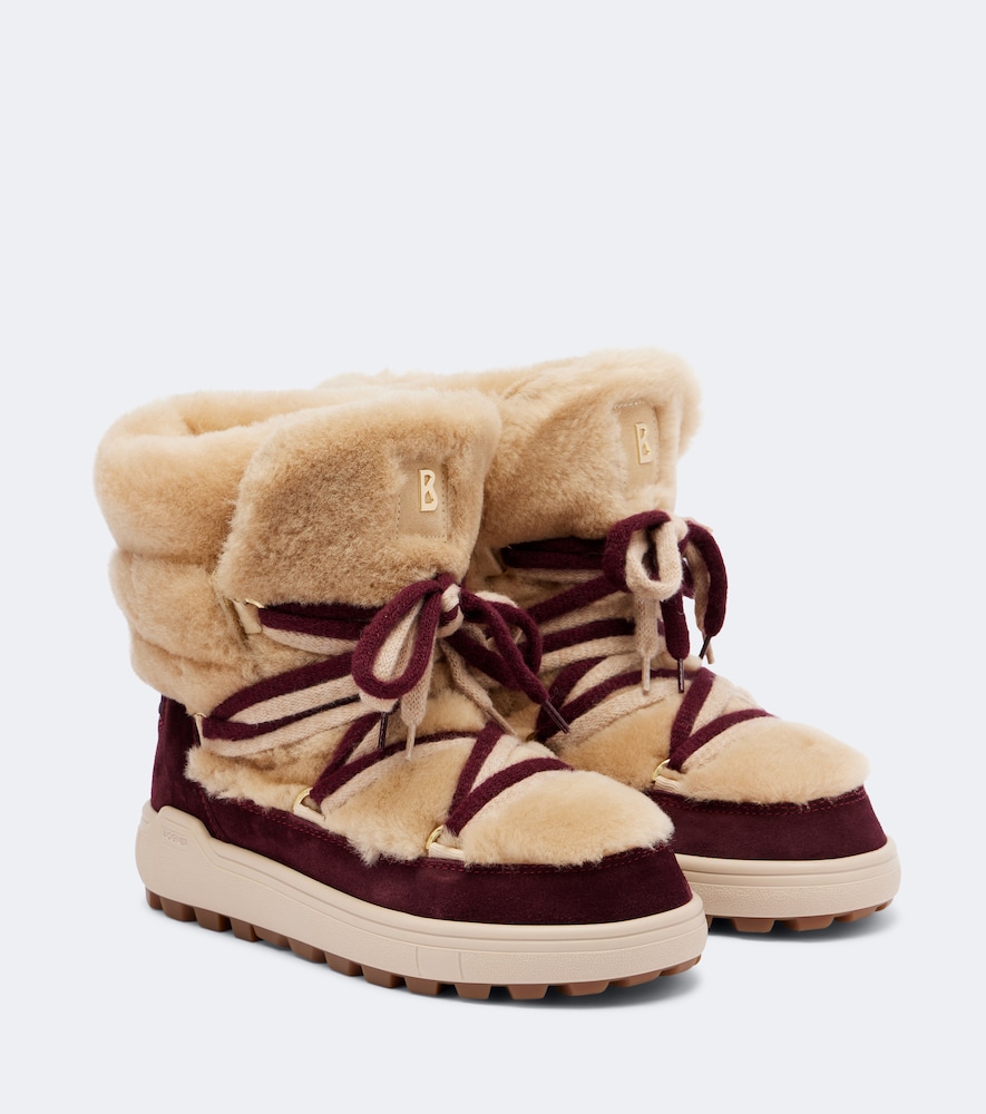 Bogner Chamonix Shearling And Suede Snow Boots In Beige