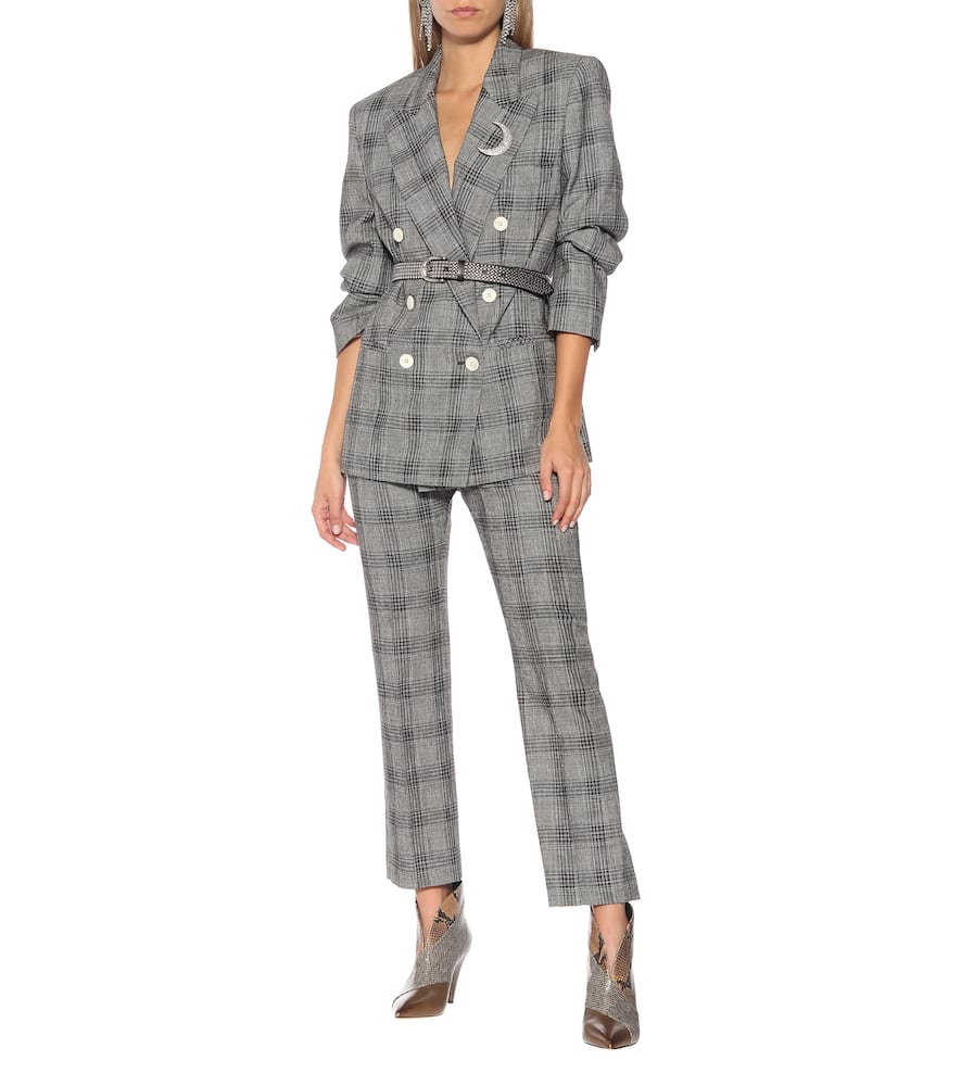 Isabel Marant Derys Checked Cotton-blend Straight-leg Pants In Grey
