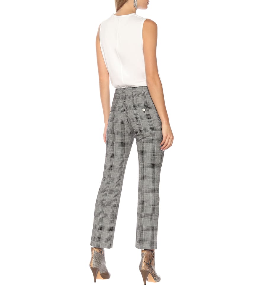 Isabel Marant Derys Checked Cotton-blend Straight-leg Pants In Grey