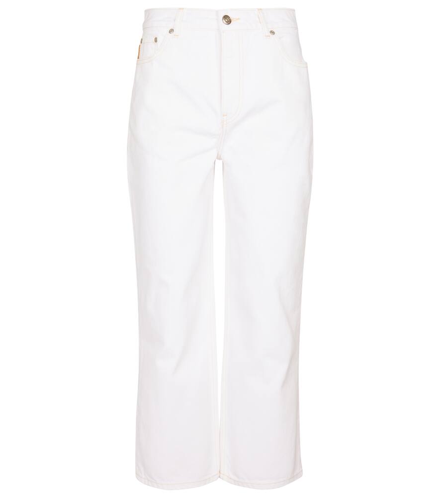 Ganni High-rise Straight-leg Cropped Jeans In White