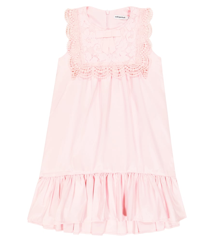 Self-Portrait Kids Guipure lace-trimmed taffeta dress