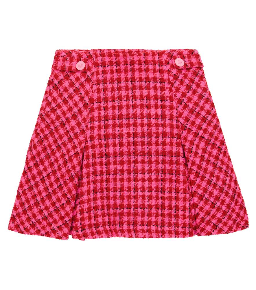 Versace Kids Plaid wool-blend bouclé skirt