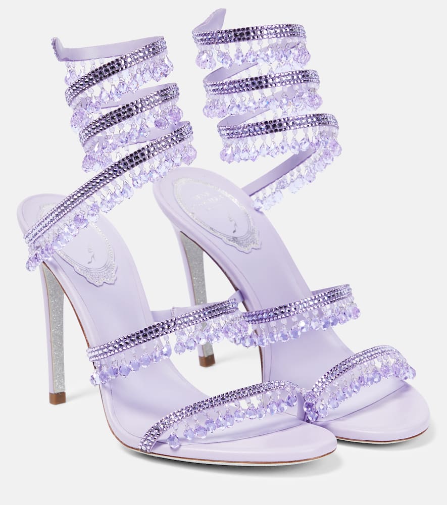 RENÉ CAOVILLA CHANDELIER EMBELLISHED SATIN SANDALS