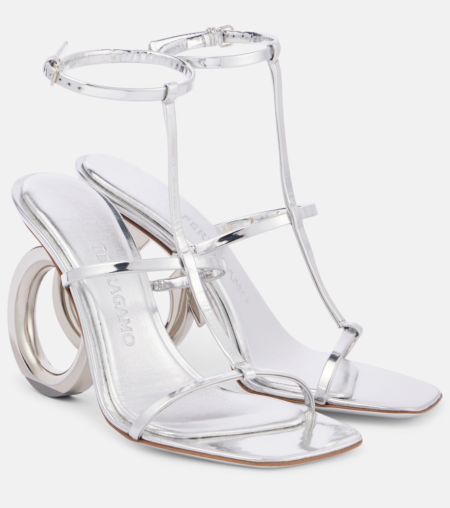 Ferragamo Sandali Elina 105 in pelle metallizzata